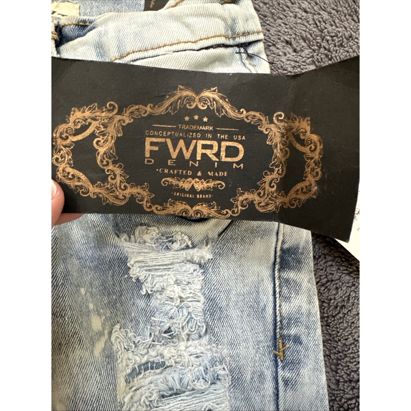 Fwrd Denim Girls Size 14 Distressed Slim Fit Jeans Acid Wash Stretch Nwt — image 6 of 8